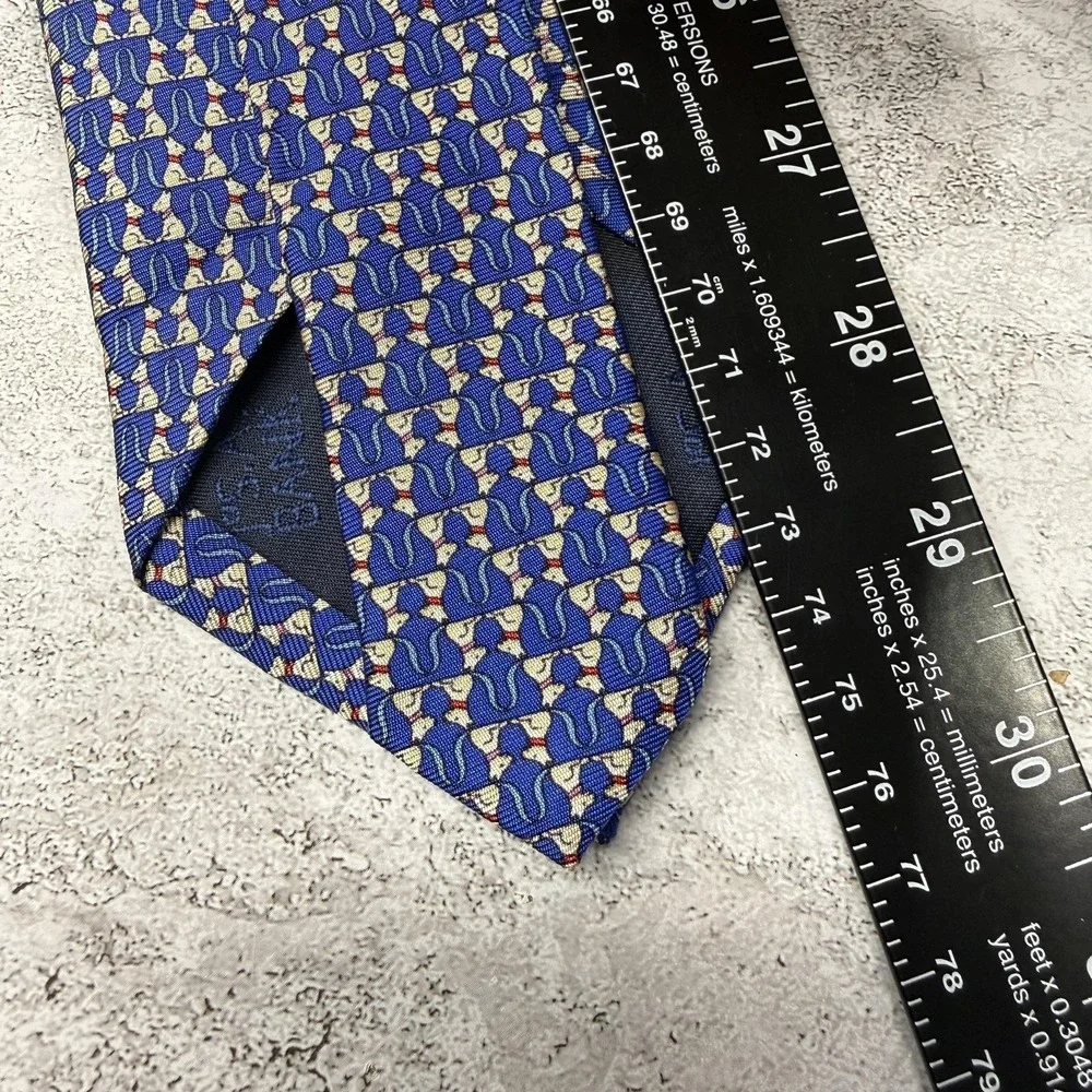 Jos. A. Bank Silk Tie Mens One Size Blue‎ Animal Print Dogs AOP Necktie 3.5